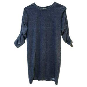 Jane and Delancey Cotton Midi Dress Ruched Sleeves Stretchy Comfy Size XS